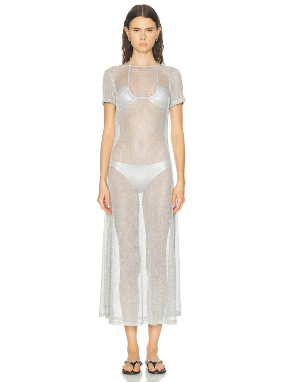 Staud Le Havre Dress in Silver Metallic